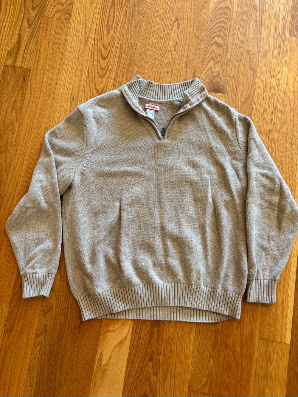 Men's Vintage Quarter-Zip Sweater in Light Taupe